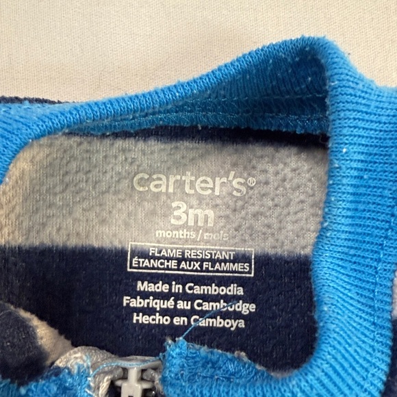 Carter's - Blue and Gray Fleece Onesie Sleeper - Picture 4 of 4
